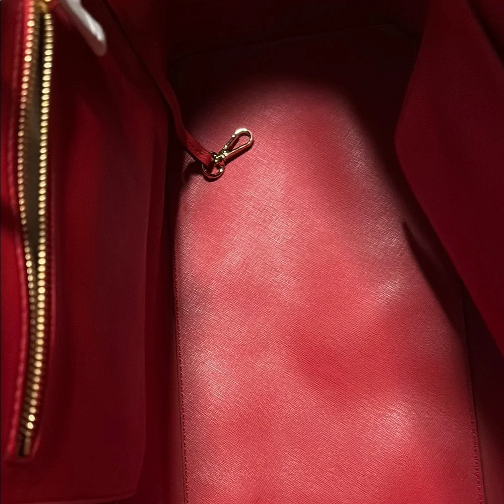 NWT Michael Kors Red Saffiano Leather Tote with Gold Accents - Picture 4 of 5